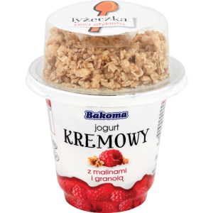 Jogurt Kremowy Malina z Granolą 230g Bakoma