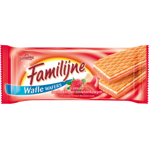 Wafle Familijne Truskawkowo-Śmietankowe Jutrzenka 180g